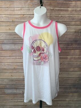 Torrid White Tank with Pink Trim - Size 0